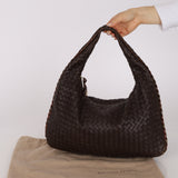 Bottega Veneta Chocolate Brown Lambskin Intrecciato Medium Hobo