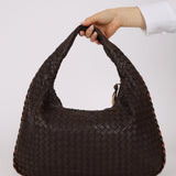 Bottega Veneta Chocolate Brown Lambskin Intrecciato Medium Hobo