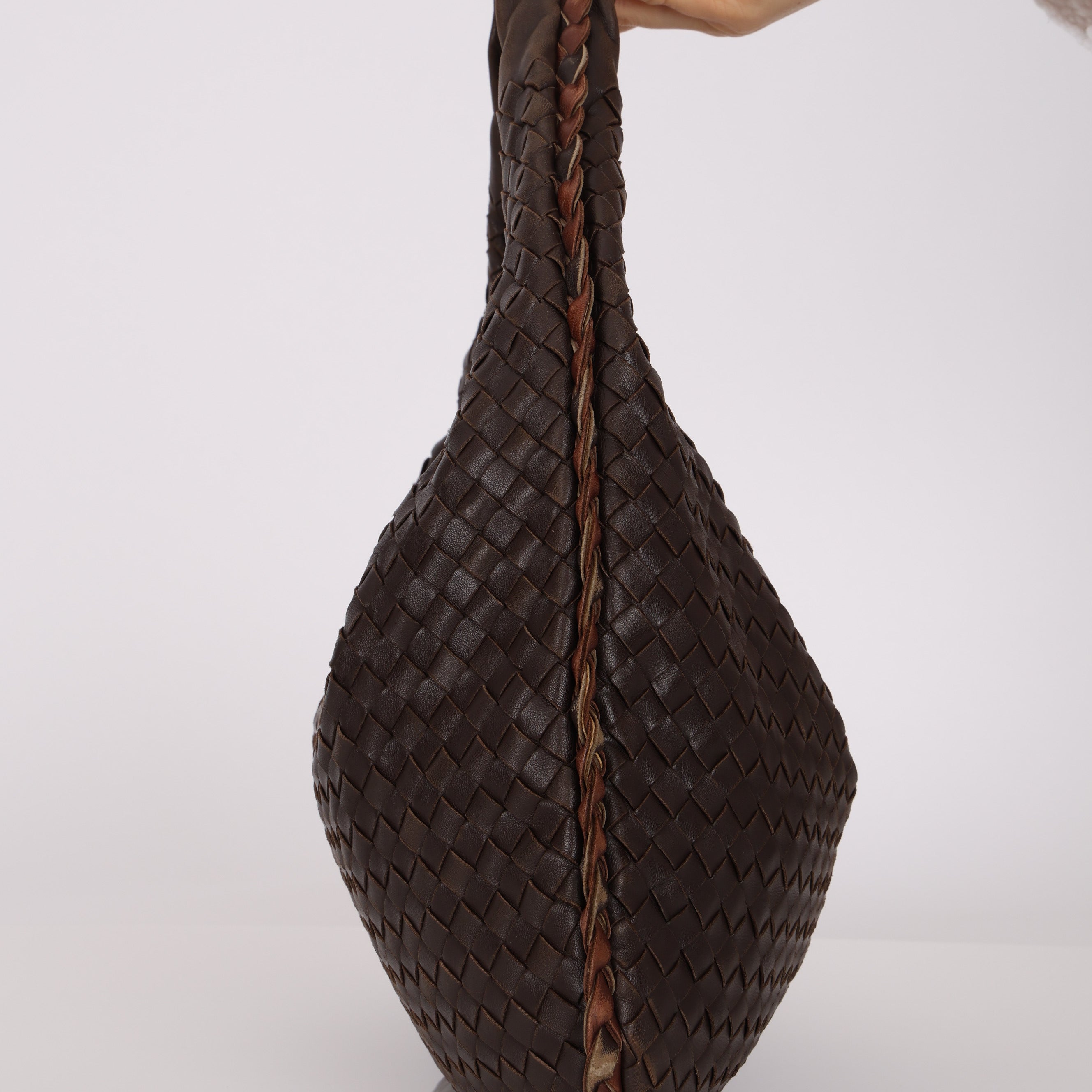 Bottega Veneta Chocolate Brown Lambskin Intrecciato Medium Hobo