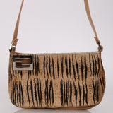 Fendi Brown Beige Zebra Pony Hair Baguette
