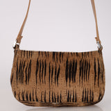 Fendi Brown Beige Zebra Pony Hair Baguette