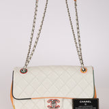 Limited Edition Chanel 2017 Blanc Quilted Lambskin Cuba Color Medium Flap
