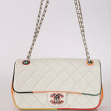 Limited Edition Chanel 2017 Blanc Quilted Lambskin Cuba Color Medium Flap