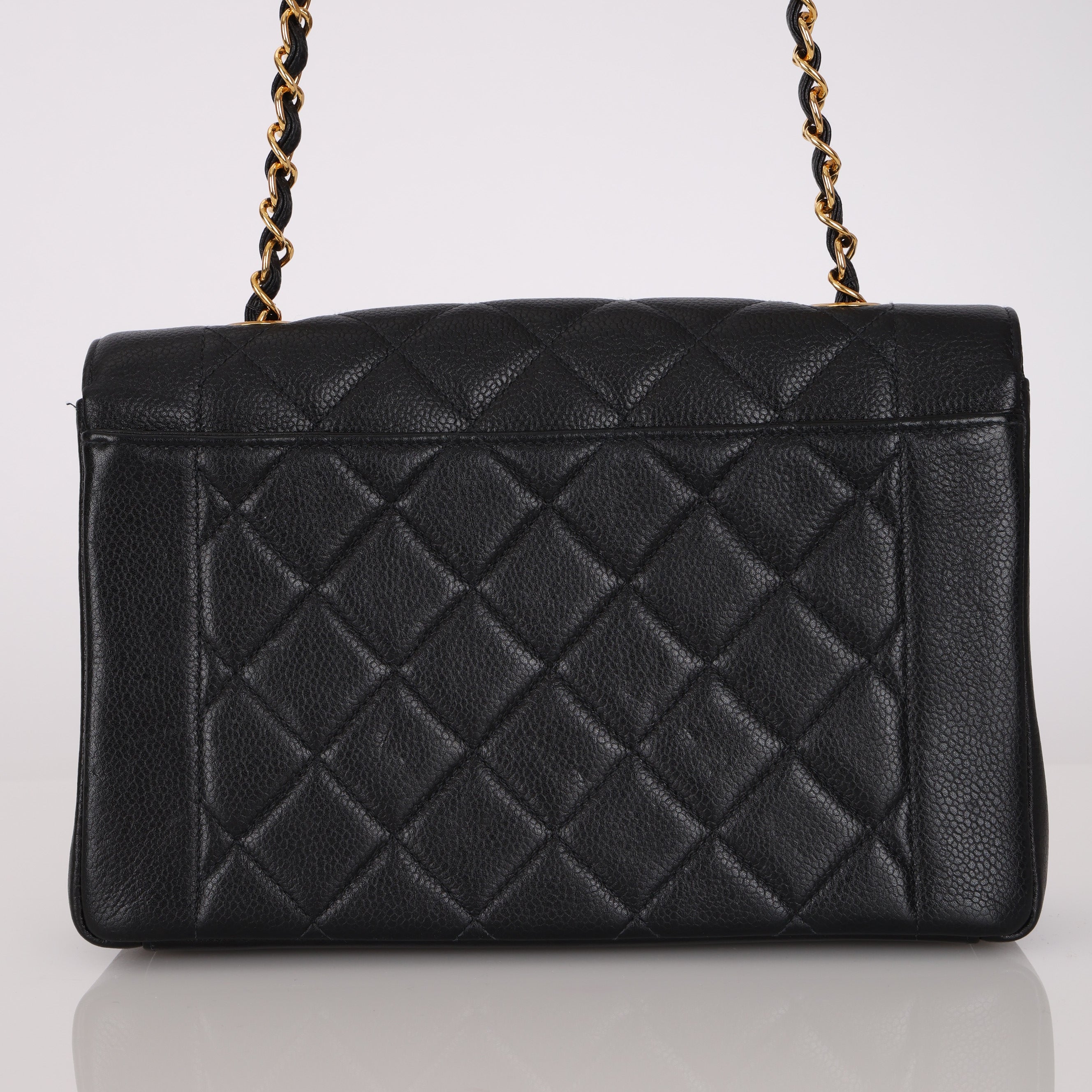 Rare Chanel 1996 Caviar Medium Diana Flap 24K GP