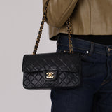 Chanel 1993 Navy Lambskin Small Classic Double Flap Bag 24K GP