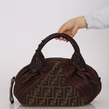 Fendi Zucca Nappa Leather Spy Boston Bag