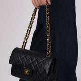 Chanel 1993 Navy Lambskin Small Classic Double Flap Bag 24K GP