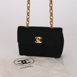 Chanel 2000s Grosgrain Mini Bijoux Chain Mini Turnlock Flap 24K GP