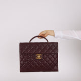 Chanel 1997 Bordeaux Caviar Turnlock Briefcase 24K GP