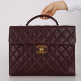 Chanel 1997 Bordeaux Caviar Turnlock Briefcase 24K GP
