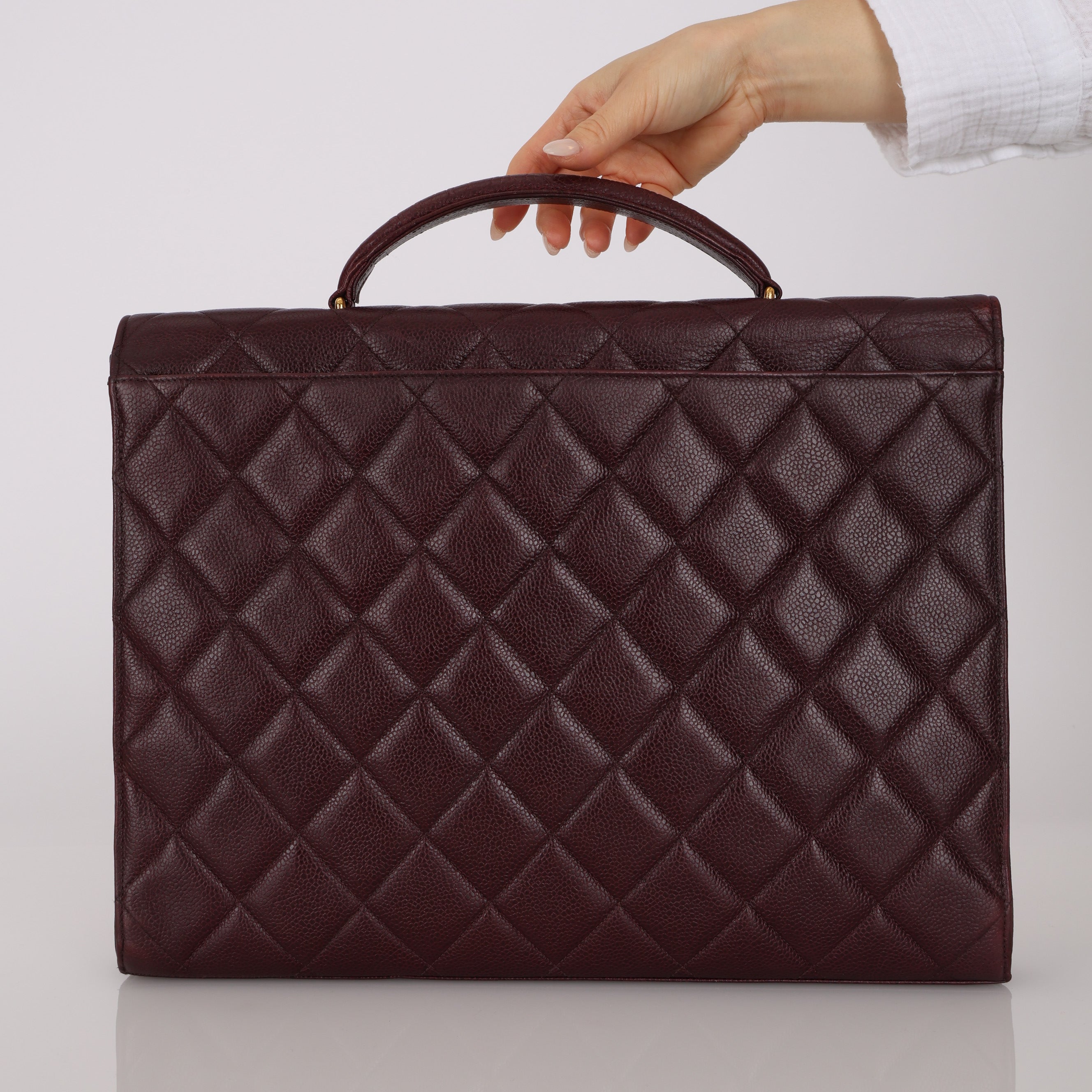 Chanel 1997 Bordeaux Caviar Turnlock Briefcase 24K GP
