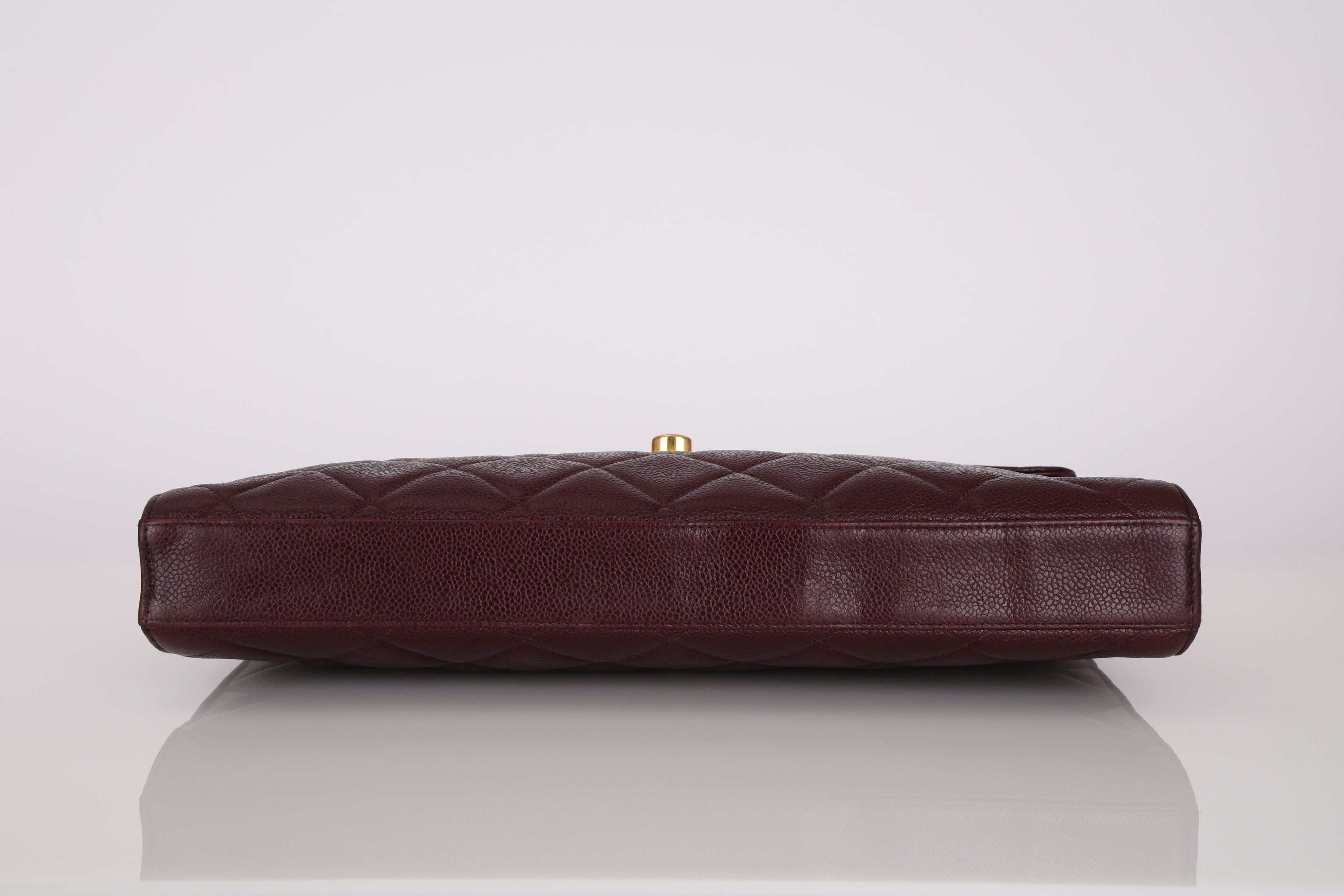 Chanel 1997 Bordeaux Caviar Turnlock Briefcase 24K GP