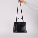 Hermès 1983 Bleu Marine Box Kelly Sellier 28 GHW with Strap