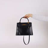Hermès 1983 Bleu Marine Box Kelly Sellier 28 GHW with Strap