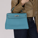 Hermès 2006 Bleu Jean Togo Kelly 32 Retourne PHW