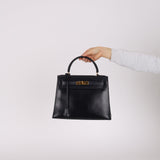 Hermès 1983 Bleu Marine Box Kelly Sellier 28 GHW with Strap