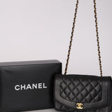 Rare Chanel 1996 Caviar Medium Diana Flap 24K GP