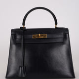Hermès 1983 Bleu Marine Box Kelly Sellier 28 GHW with Strap