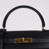 Hermès 1983 Bleu Marine Box Kelly Sellier 28 GHW with Strap