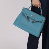 Hermès 2006 Bleu Jean Togo Kelly 32 Retourne PHW