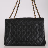 Chanel 2001 Caviar Turnlock Jumbo Classic Single Flap Bag 24K GP