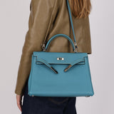 Hermès 2006 Bleu Jean Togo Kelly 32 Retourne PHW