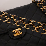 Chanel 2001 Caviar Turnlock Jumbo Classic Single Flap Bag 24K GP