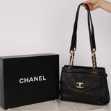 Chanel 1996 Caviar Front Pocket Turnlock Zip Tote 24K GP