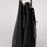 Chanel 1996 Caviar Front Pocket Turnlock Zip Tote 24K GP