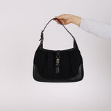Gucci Black Suede Plisse Pleated Jackie Bag