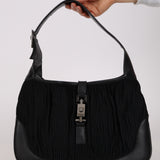 Gucci Black Suede Plisse Pleated Jackie Bag