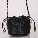 Chanel 2022 Caviar Quilted Coco First Bucket Clutch With Chain