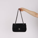 Chanel 2020 Black Denim CC Medium Classic Single Flap