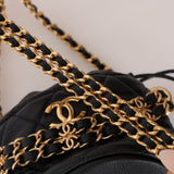 Chanel 2022 Caviar Quilted Coco First Bucket Clutch With Chain