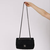 Chanel 2020 Black Denim CC Medium Classic Single Flap