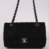 Chanel 2020 Black Denim CC Medium Classic Single Flap