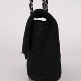 Chanel 2020 Black Denim CC Medium Classic Single Flap