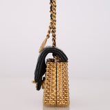 Ultra-Rare Chanel 2023 Woven Metal Lambskin Quilted Micro Flap
