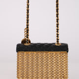 Ultra-Rare Chanel 2023 Woven Metal Lambskin Quilted Micro Flap