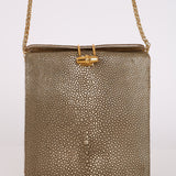 Limited Edition Gucci Box Clutch on Chain Metallic Galuchat Stingray
