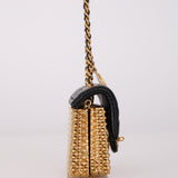 Ultra-Rare Chanel 2023 Woven Metal Lambskin Quilted Micro Flap