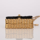 Ultra-Rare Chanel 2023 Woven Metal Lambskin Quilted Micro Flap