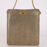 Limited Edition Gucci Box Clutch on Chain Metallic Galuchat Stingray