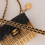 Ultra-Rare Chanel 2023 Woven Metal Lambskin Quilted Micro Flap