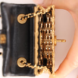 Ultra-Rare Chanel 2023 Woven Metal Lambskin Quilted Micro Flap