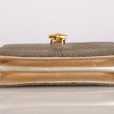 Limited Edition Gucci Box Clutch on Chain Metallic Galuchat Stingray