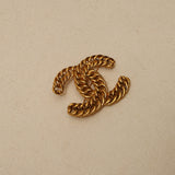 Chanel 1990s CC Woven Chain Brooch 24K GP