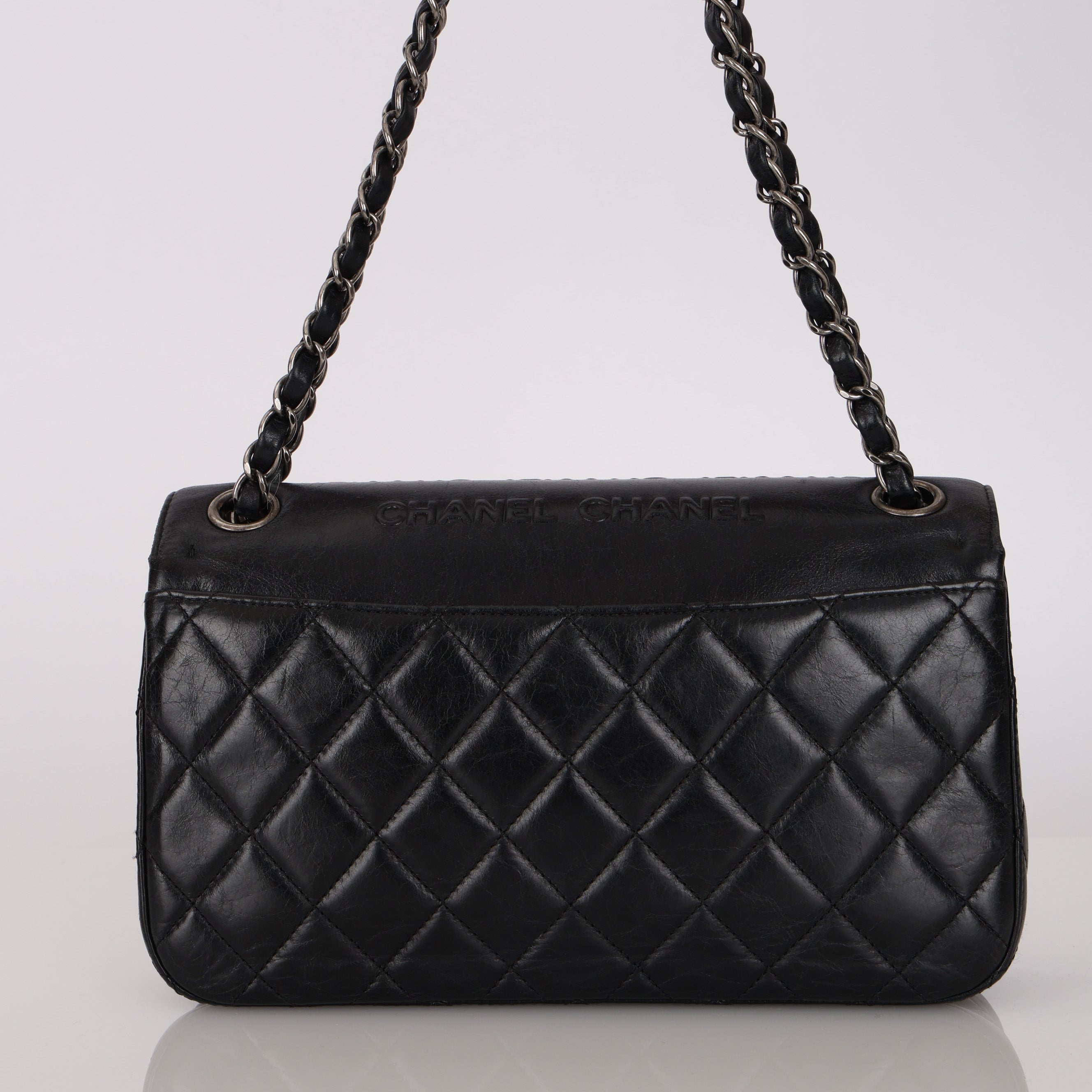 Rare Chanel Paris-Dallas Old Glory Chanel Flag Small Single Flap Black Embossed Calfskin 2014 SHW