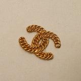 Chanel 1990s CC Woven Chain Brooch 24K GP