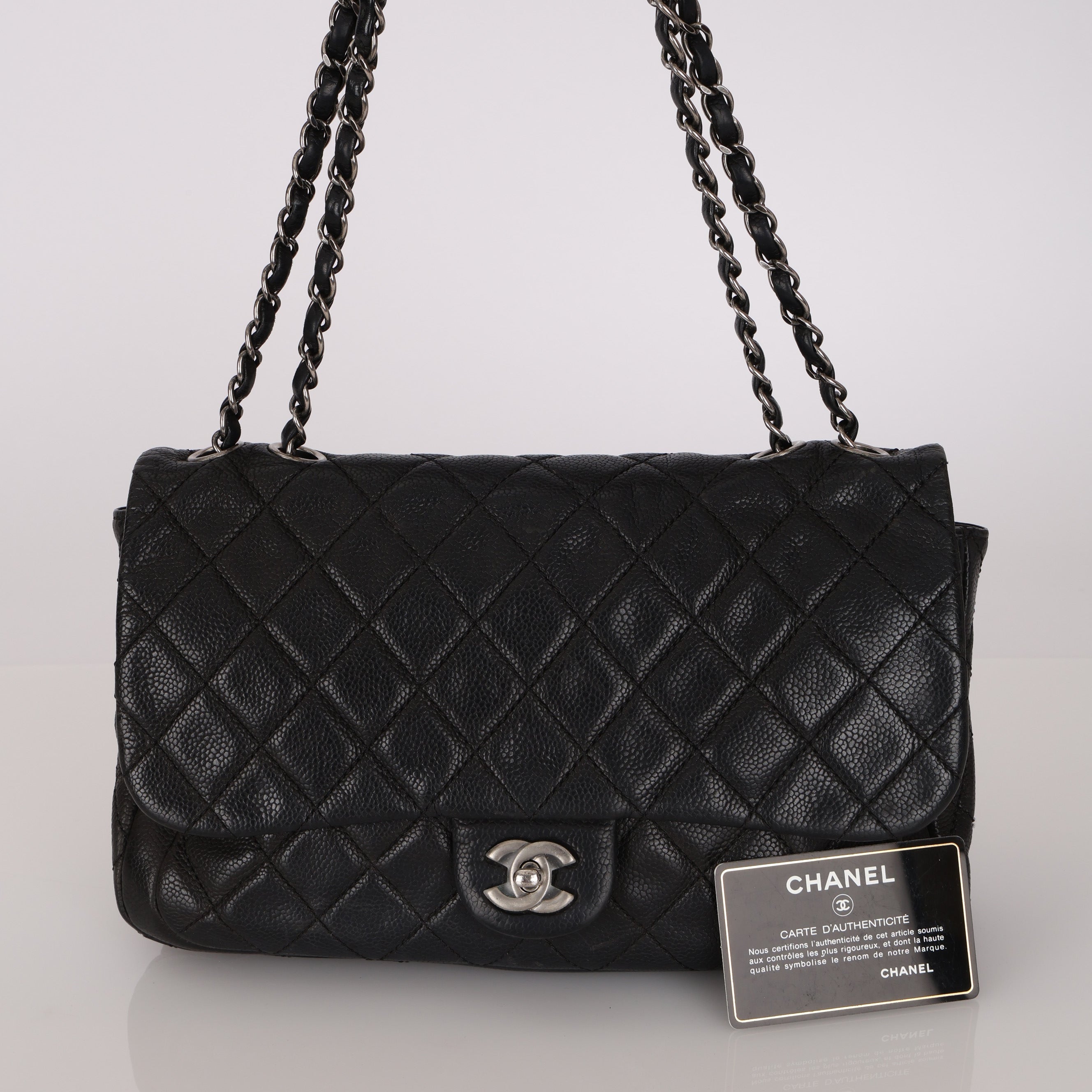 Chanel 2014 Black Soft Caviar Medium Single Flap Bag